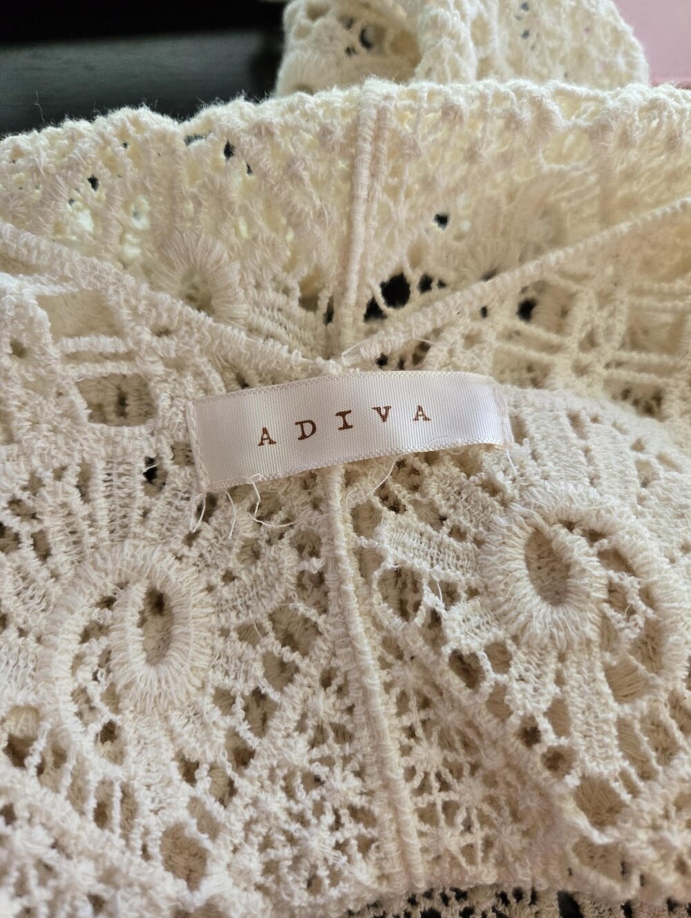Adiva Crochet Sleeveless Blouse Size XL Cream Festival Boho Feminine Tank Top - Picture 9 of 12